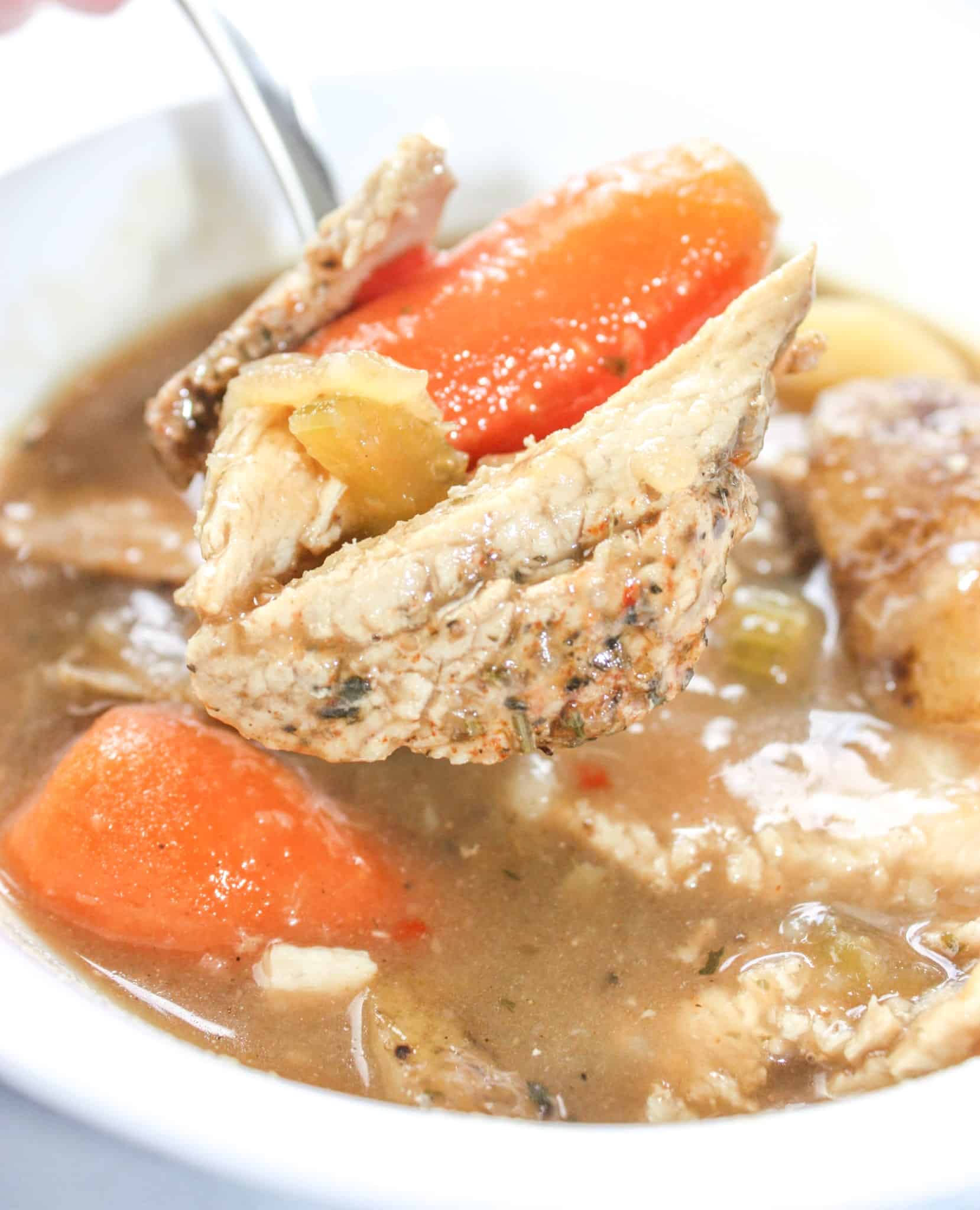 Instant Pot Wild Turkey Stew is a hearty gluten free stew recipe loaded with turkey and vegetables in a thick gravy.