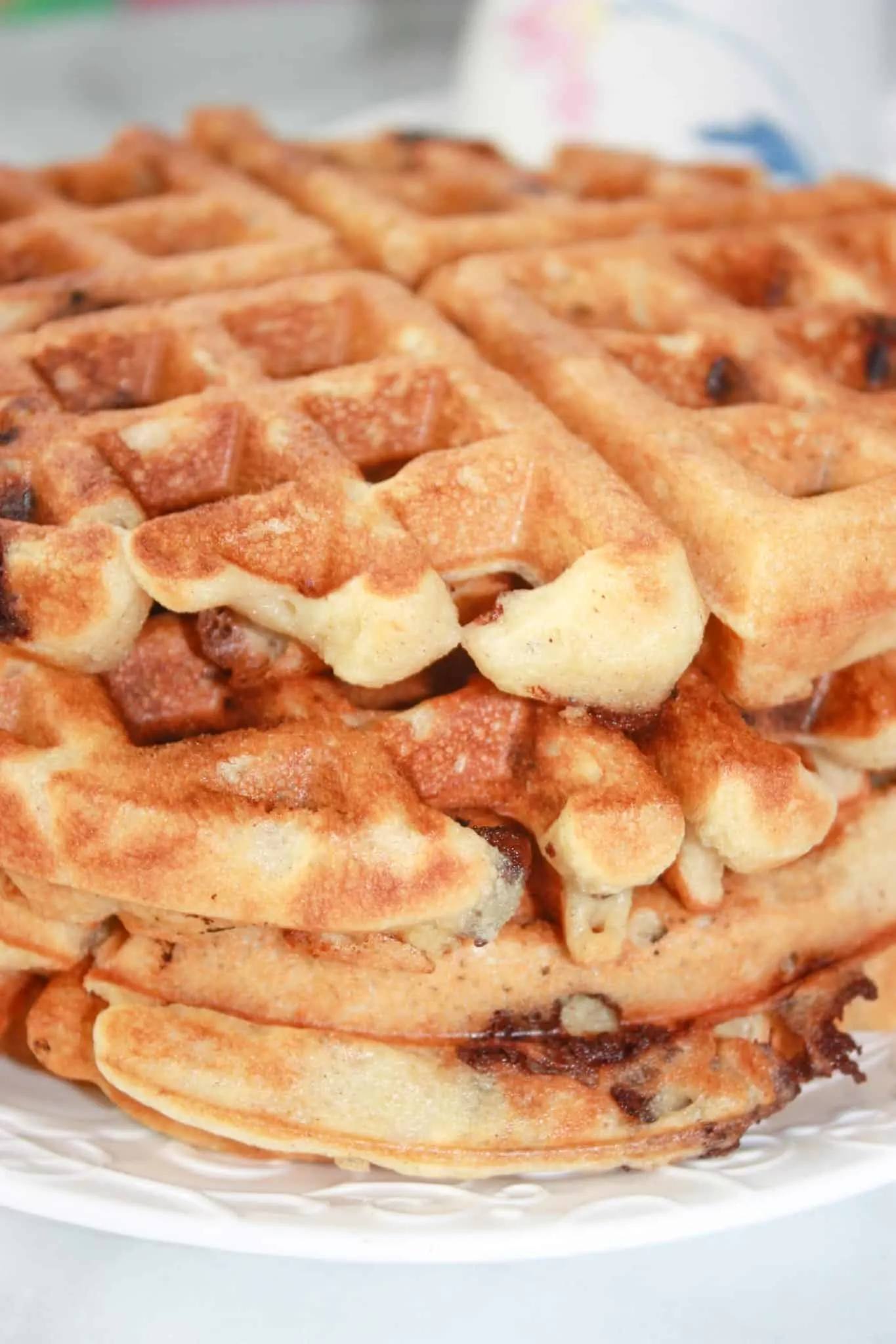 Gluten Free Peanut Butter Chocolate Chip Banana Waffles are loaded with flavour to wake up your taste buds first thing in the morning!