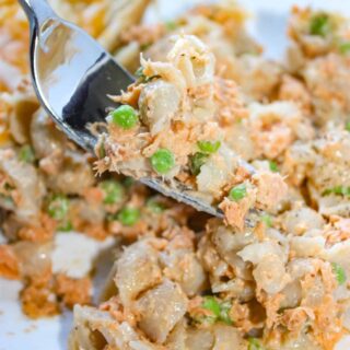 Salmon Casserole is a staple in our home. This gluten free version of a classic dish is prepared on top of the stove and is a great meal served hot or cold!