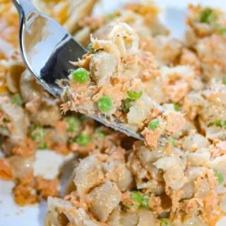 Salmon Casserole is a staple in our home. This gluten free version of a classic dish is prepared on top of the stove and is a great meal served hot or cold!