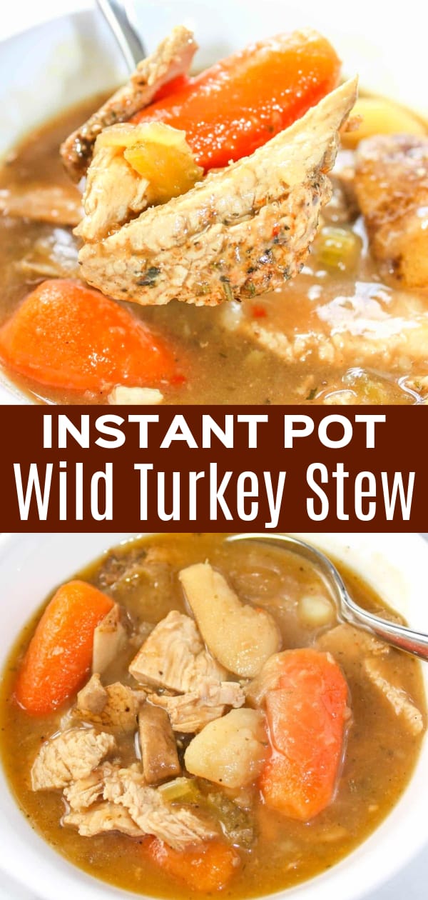 Instant Pot Wild Turkey Stew is a hearty gluten free stew recipe loaded with turkey breast meat and vegetables in a thick gravy.  This pressure cooker stew is a great way to incorporate the results of the latest hunt into your meal plan.