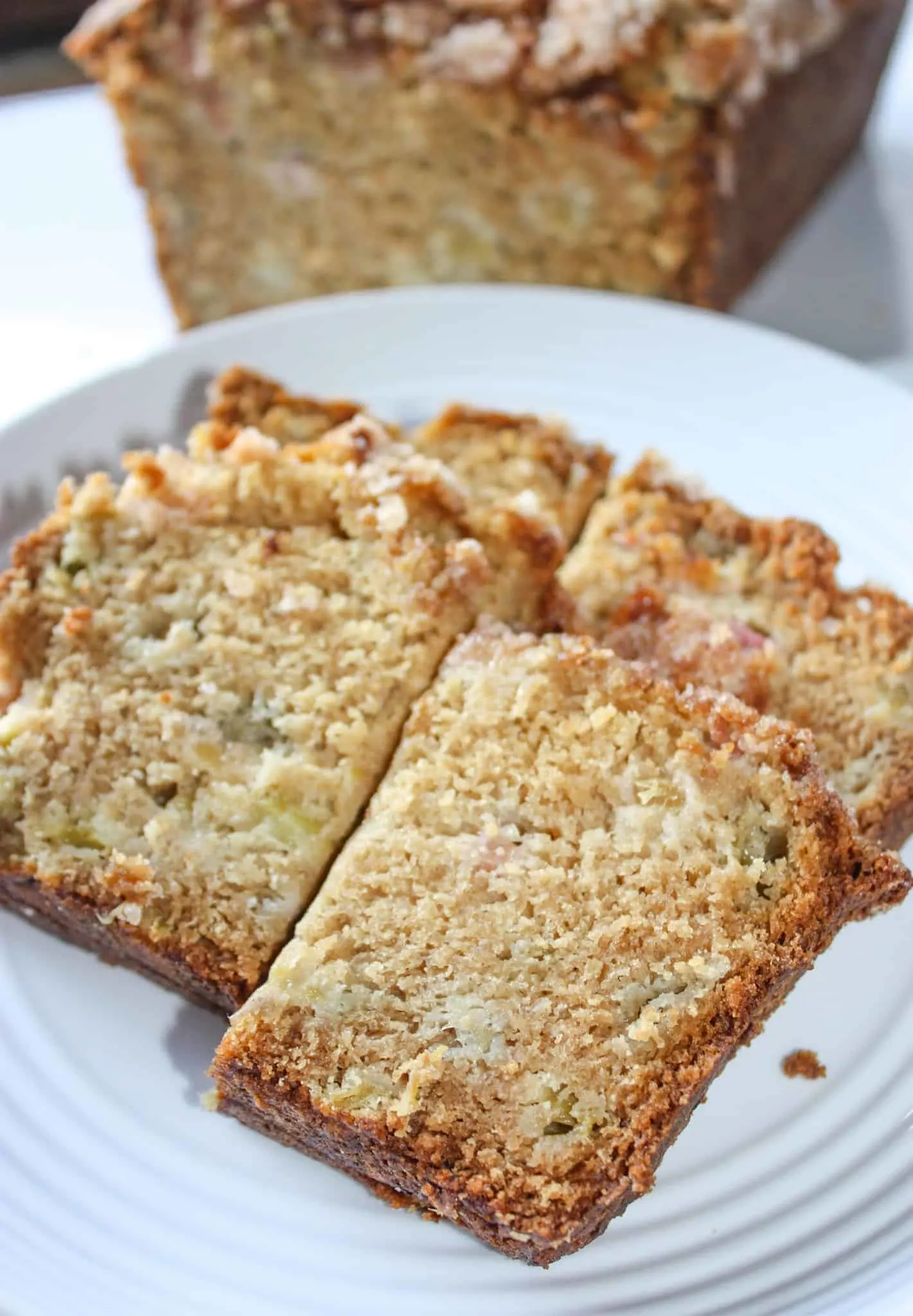 Gluten Free Rhubarb Loaf is a tasty option to use seasonal rhubarb.  This moist bread makes a great snack to pair with your favourite beverage.