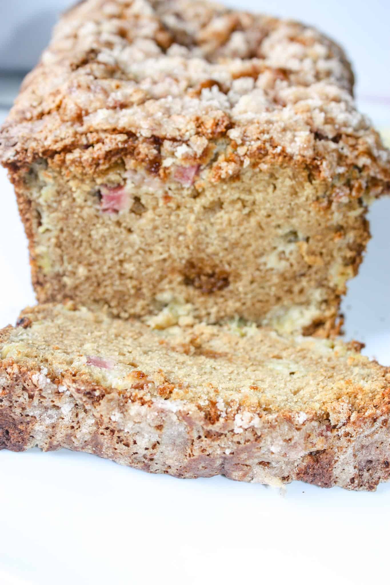 Gluten Free Rhubarb Loaf is a tasty option to use seasonal rhubarb.  This moist bread makes a great snack to pair with your favourite beverage.