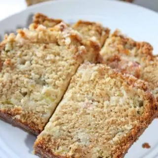 Gluten Free Rhubarb Loaf is a tasty option to use seasonal rhubarb.  This moist bread makes a great snack to pair with your favourite beverage.