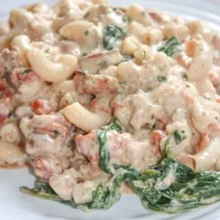 Stove Top Chicken Casserole is an easy gluten free meal that will not heat up your kitchen.  This casserole is loaded with gluten free pasta and flakes of chicken.