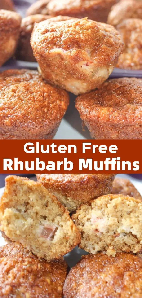 Gluten Free Rhubarb Muffins are a tasty snack made with fresh rhubarb and Bob's Red Mill flour.