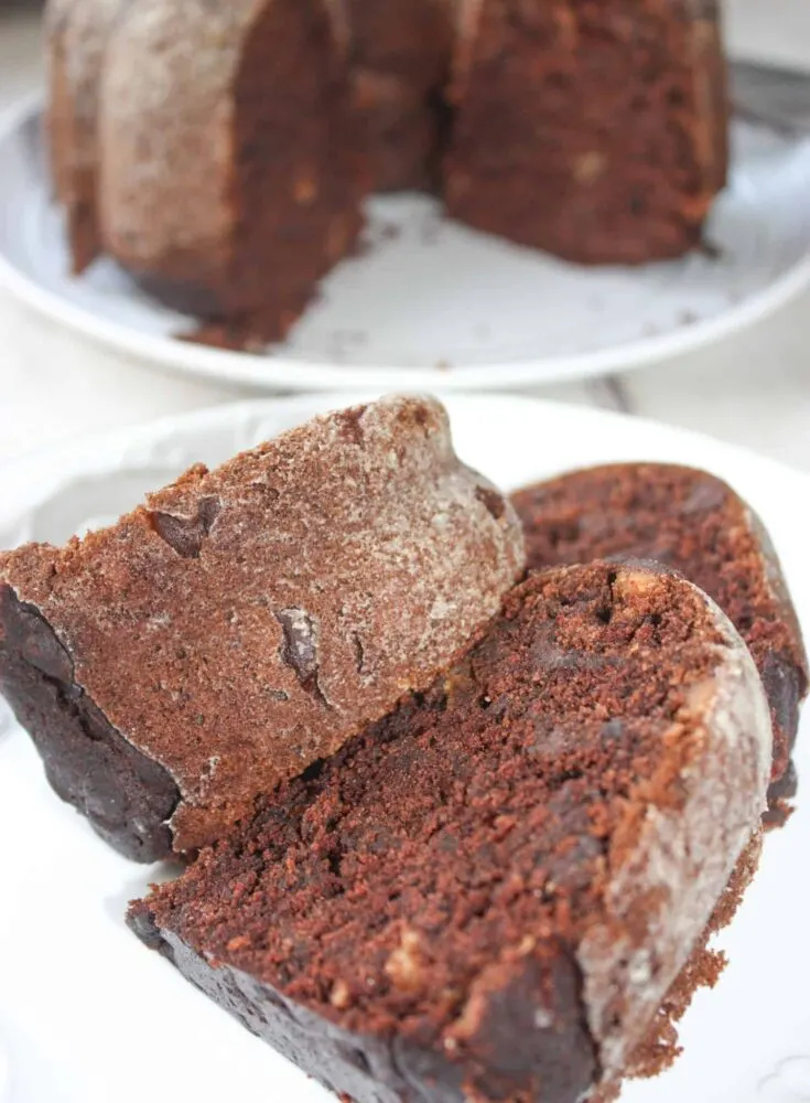 Instant Pot Chocolate Peanut Butter Banana Bread is a moist decadent treat.  This gluten free pressure cooker loaf recipe is so tasty you will not believe that it is gluten free!