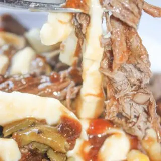 Roast Beef Dinner Poutine is a very tasty way to use up leftover roast beef from that big Sunday dinner.  Make sure to use gluten free gravy packets and you are good to go!