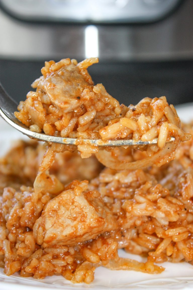 Instant Pot BBQ Pork and Rice is an easy one pot meal loaded with pulled pork flavour.  This quick pressure cooker recipe would be great choice for a busy week night meal.