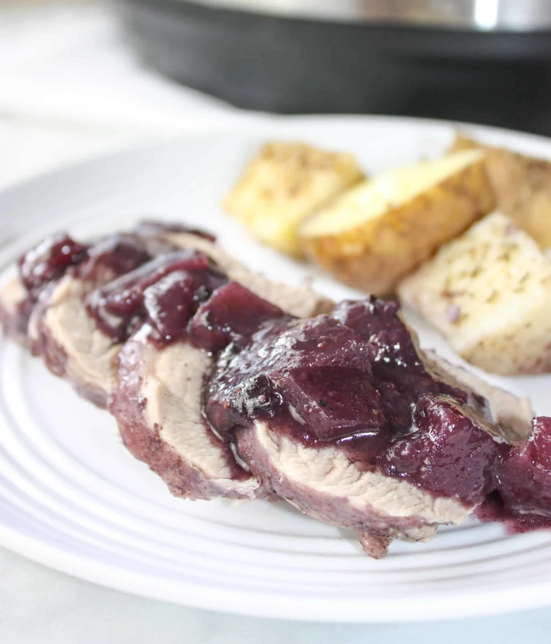 Blueberry Apple Pork Tenderloin & Potatoes is a recipe that will have people thinking you spent a great deal of time in the kitchen.