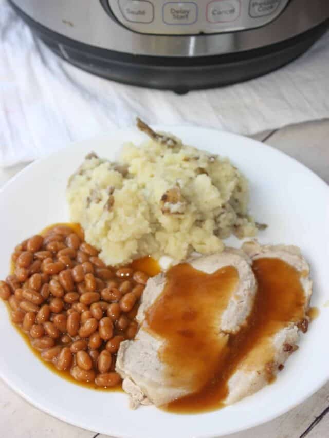 Easy Instant Pot Pork Loin Roast with Garlic Mashed Potatoes