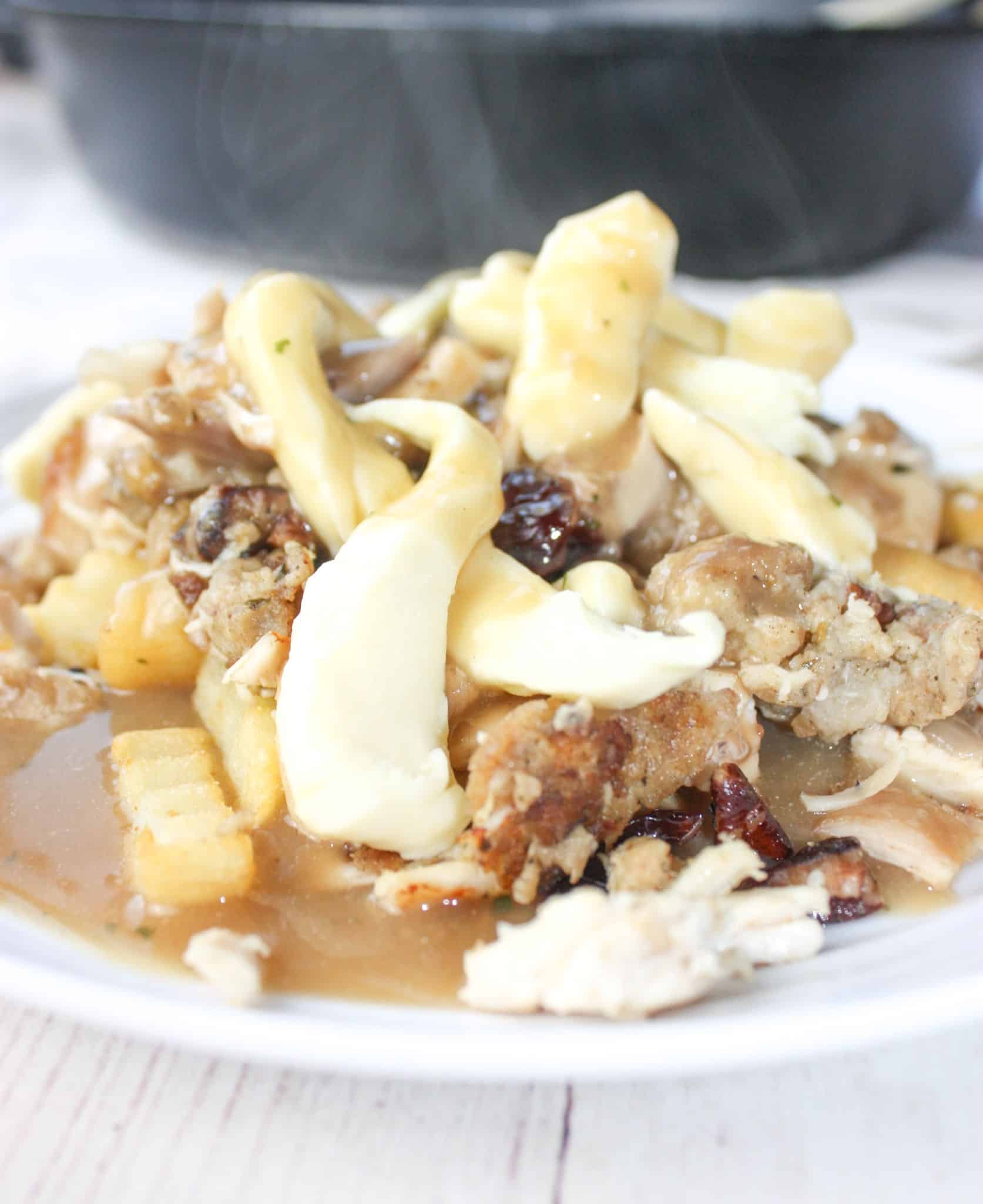 With Canadian Thanksgiving behind us and American Thanksgiving around the corner, Festive Poutine is an easy, tasty way to use up some holiday meal leftovers.