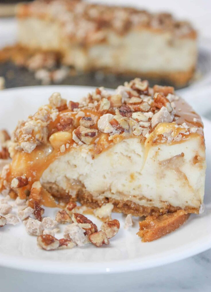 Instant Pot Salted Caramel Pecan Cheesecake is another decadent recipe for us no gluten, low dairy people!  It is so easy to make a cheesecake in a pressure cooker.