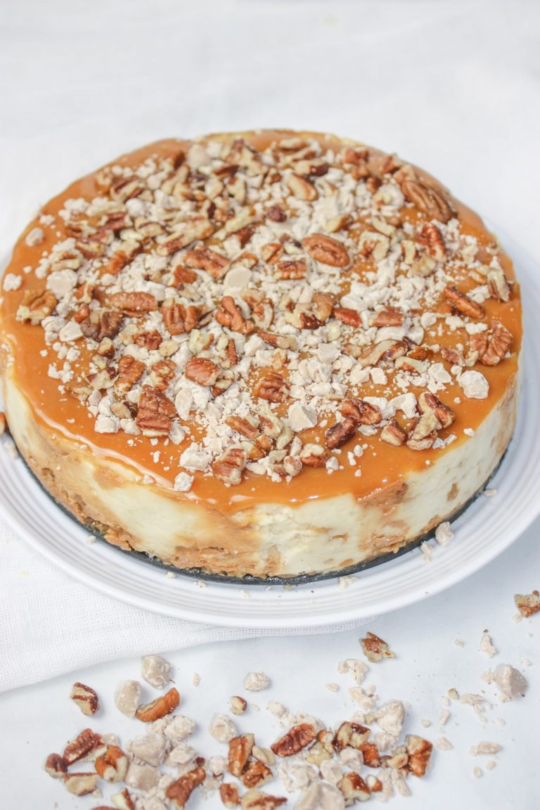 Instant Pot Salted Caramel Pecan Cheesecake is another decadent recipe for us no gluten, low dairy people!  It is so easy to make a cheesecake in a pressure cooker.