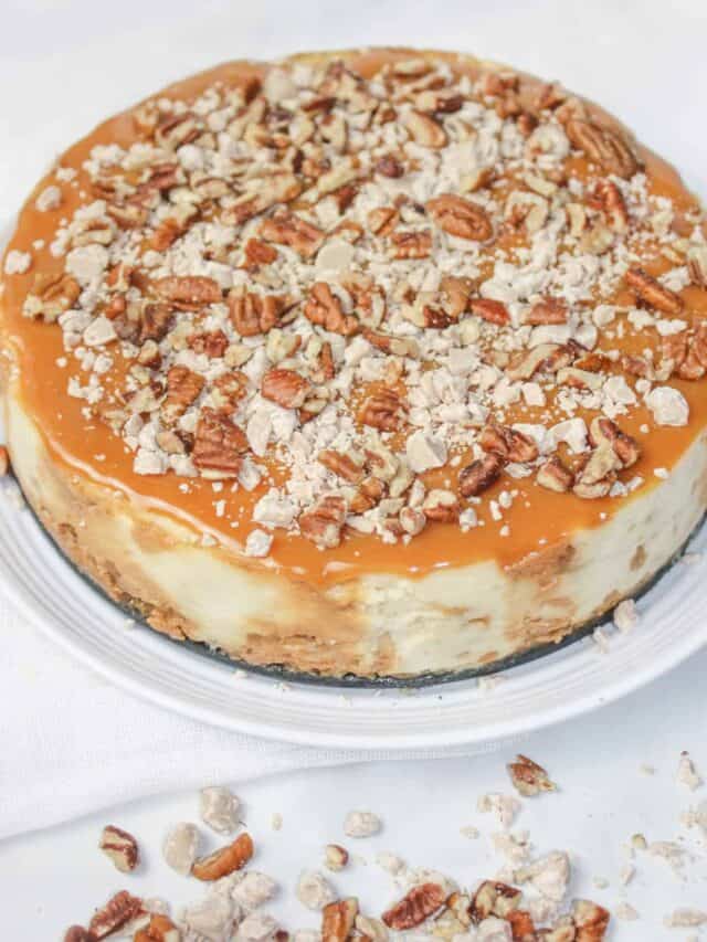 Instant Pot Salted Caramel Pecan Cheesecake Gluten Free, Dairy