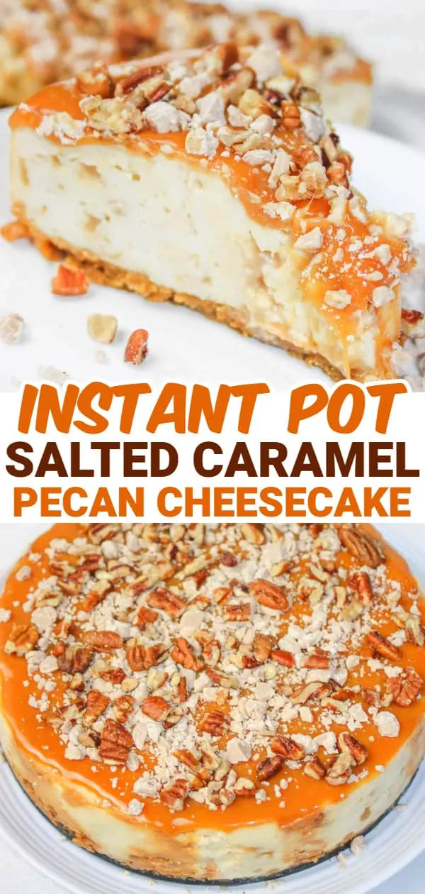 Instant Pot Salted Caramel Pecan Cheesecake is another decadent recipe for us no gluten, low dairy people!  It is so easy to make a cheesecake in a pressure cooker.