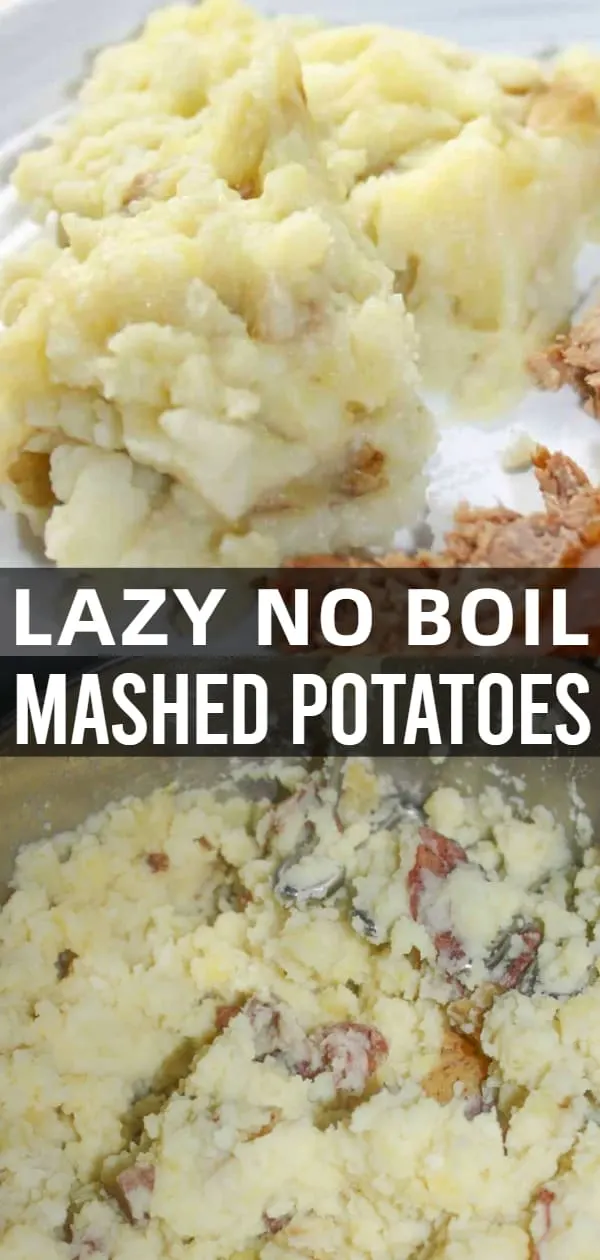 Mashed potatoes are a staple side dish in many of our homes.  Lazy Mashed Potatoes is a quick and easy recipe that skips the peeling and boiling steps.