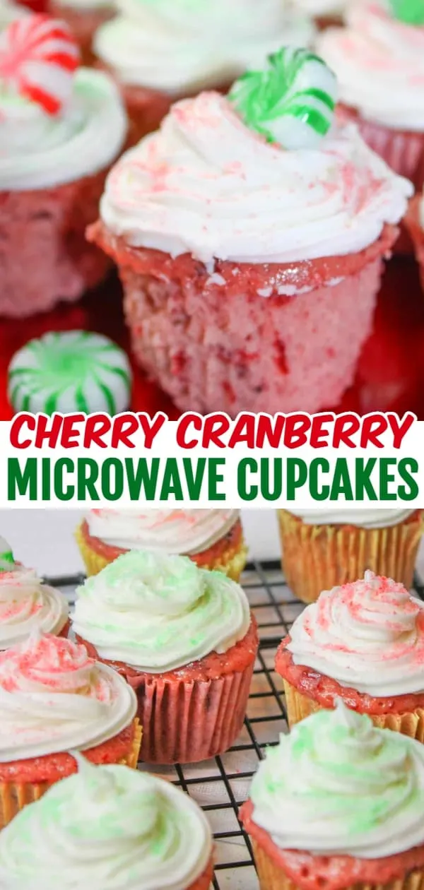 Microwave Cherry Cranberry Cupcakes are a quick and easy gluten free dessert.  This moist, colourful cake decorated to suit the season, is a great addition to any holiday dessert tray.