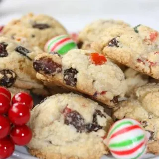 These Festive Fruit Cookies are tasty little bites that will be a great gluten free addition to your Holiday dessert tray.