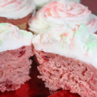 Microwave Cherry Cranberry Cupcakes are a quick and easy gluten free dessert.  This moist, colourful cake decorated to suit the season is a great addition to any holiday dessert tray.