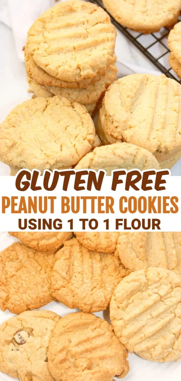 Peanut Butter Cookies 1 to 1 Flour are the perfect gluten free dessert for peanut butter lovers because they incorporate natual peanut butter to get that true peanut taste!
