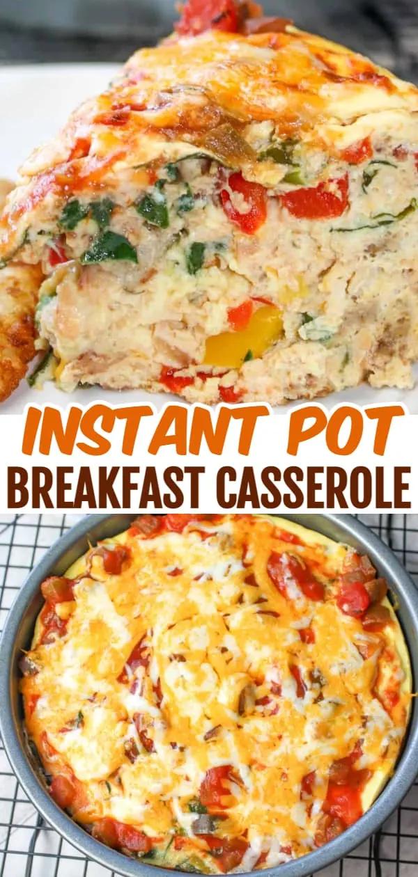 Instant Pot Breakfast Casserole is a delicious gluten free pressure cooker recipe. This egg casserole is loaded with peppers, onions, sausage, bacon, cheese and salsa.