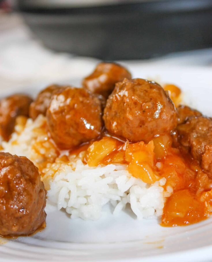 Instant Pot Hawaiian Meatballs and Rice is an easy and delicious recipe that can quickly be prepared for a week night meal.  This pressure cooker recipe is loaded with pineapple and spices to wake up those taste buds! 