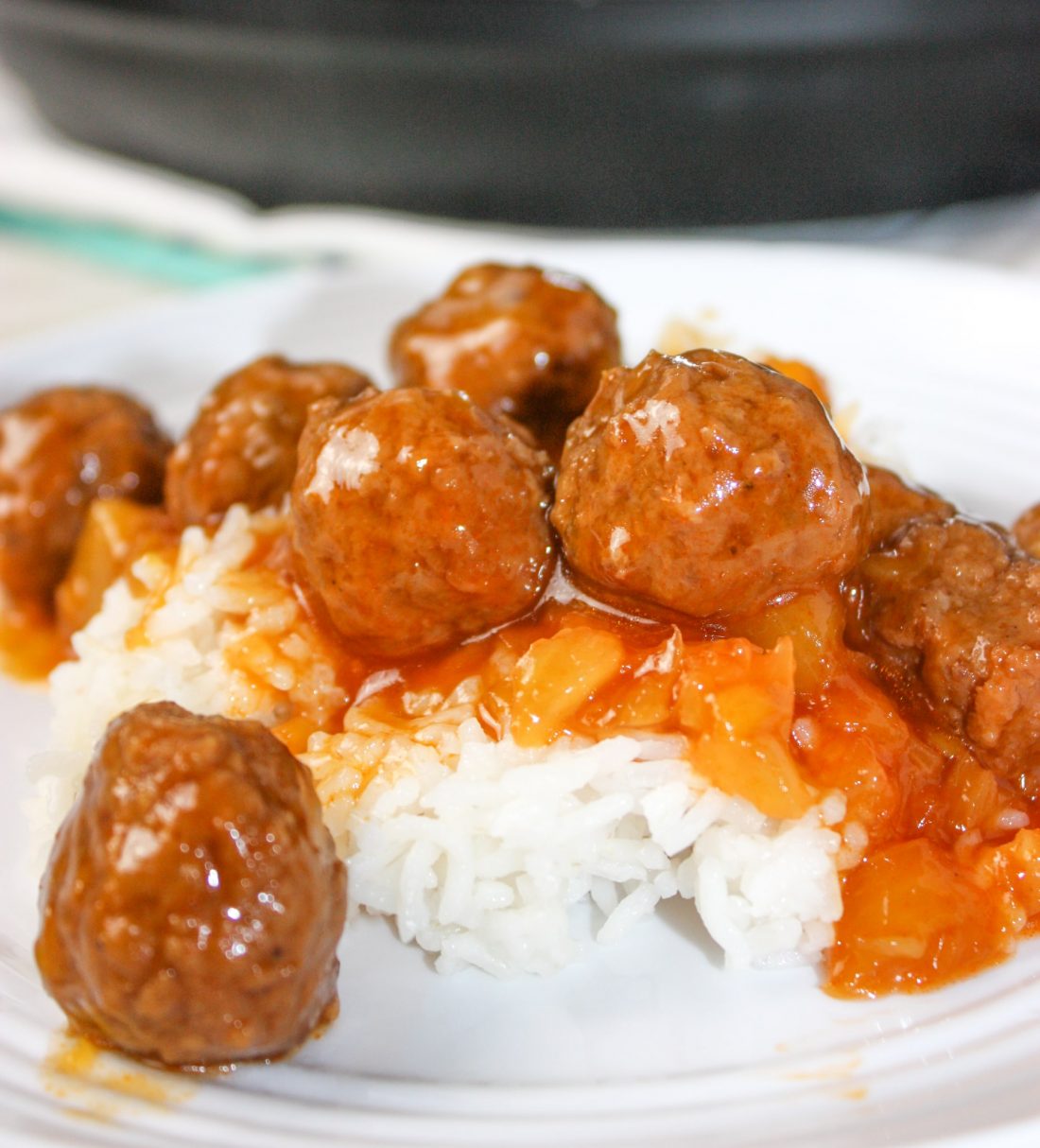 Instant Pot Hawaiian Meatballs and Rice Kiss Gluten Goodbye
