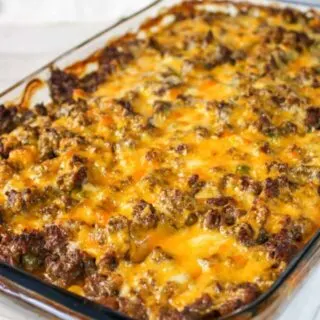 Ground Beef Casserole is a layered dinner recipe that is loaded with potatoes, vegetables and beef.  The gluten free sauce or gravy not only adds moisture but flavour as well.