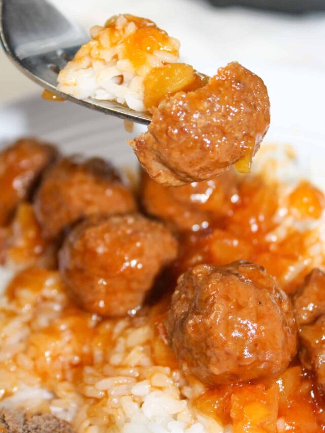 Instant Pot Hawaiian Meatballs and Rice Recipe