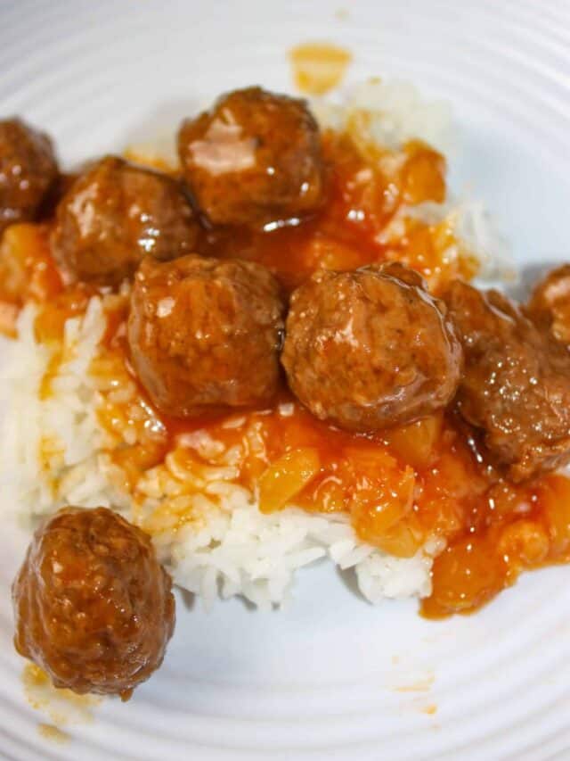 Instant Pot Hawaiian Meatballs and Rice