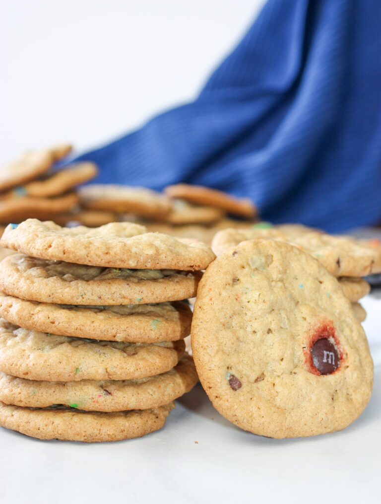 Gluten Free Monster Cookies are a tasty combination of peanut butter and oatmeal.