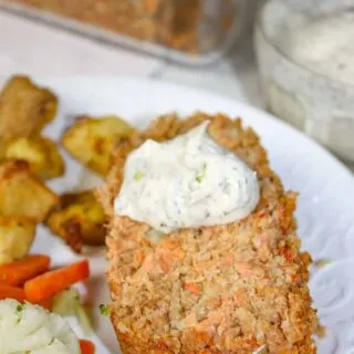 Salmon Loaf is an easy casserole type recipe that is a staple in our home.  This gluten free seafood recipe is quick to mix up and a great alternative to serve on Fish Fridays.