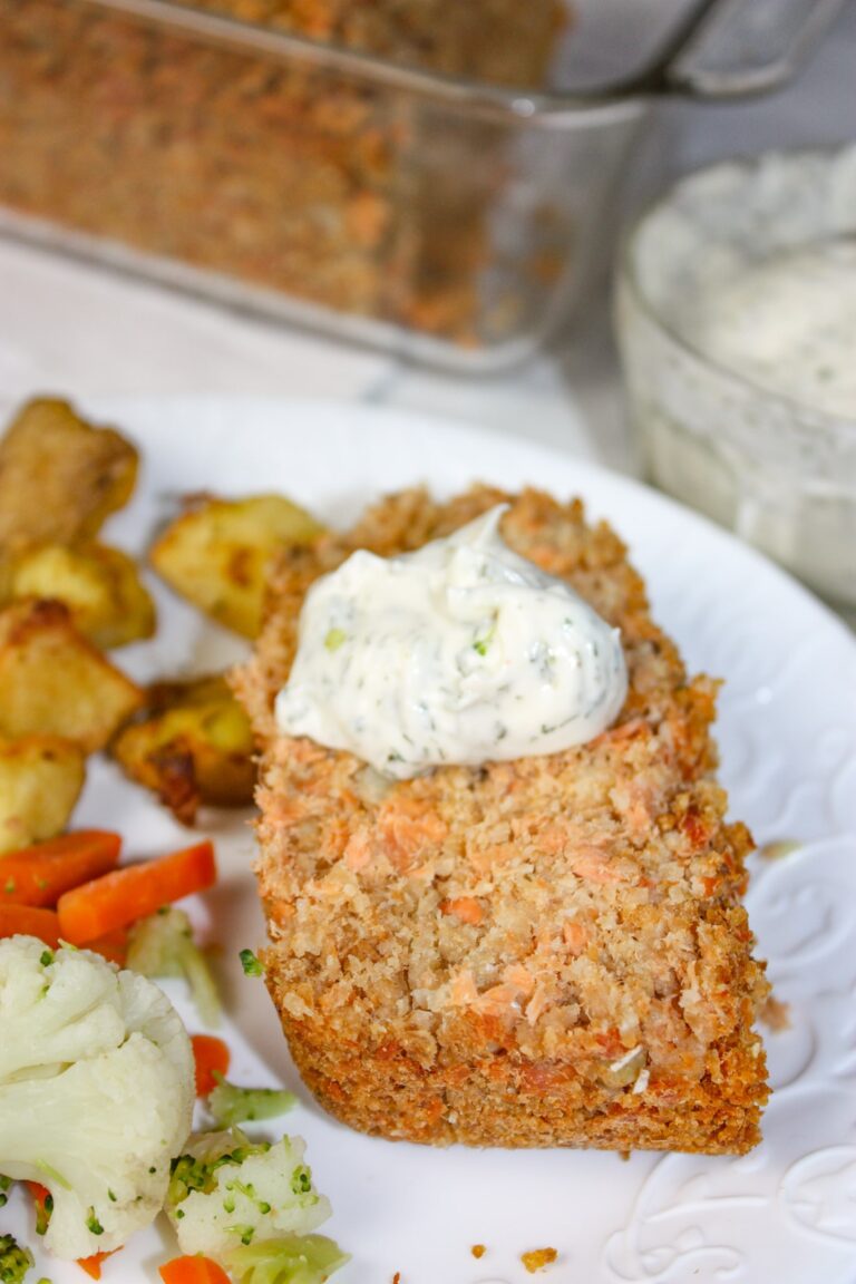 Salmon Loaf is an easy casserole type recipe that is a staple in our home.  This gluten free seafood recipe is quick to mix up and a great alternative to serve on Fish Fridays.