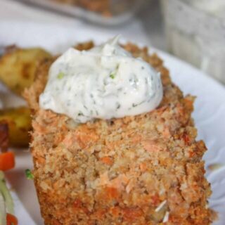 Salmon Loaf is an easy casserole type recipe that is a staple in our home.  This gluten free seafood recipe is quick to mix up and a great alternative to serve on Fish Fridays.
