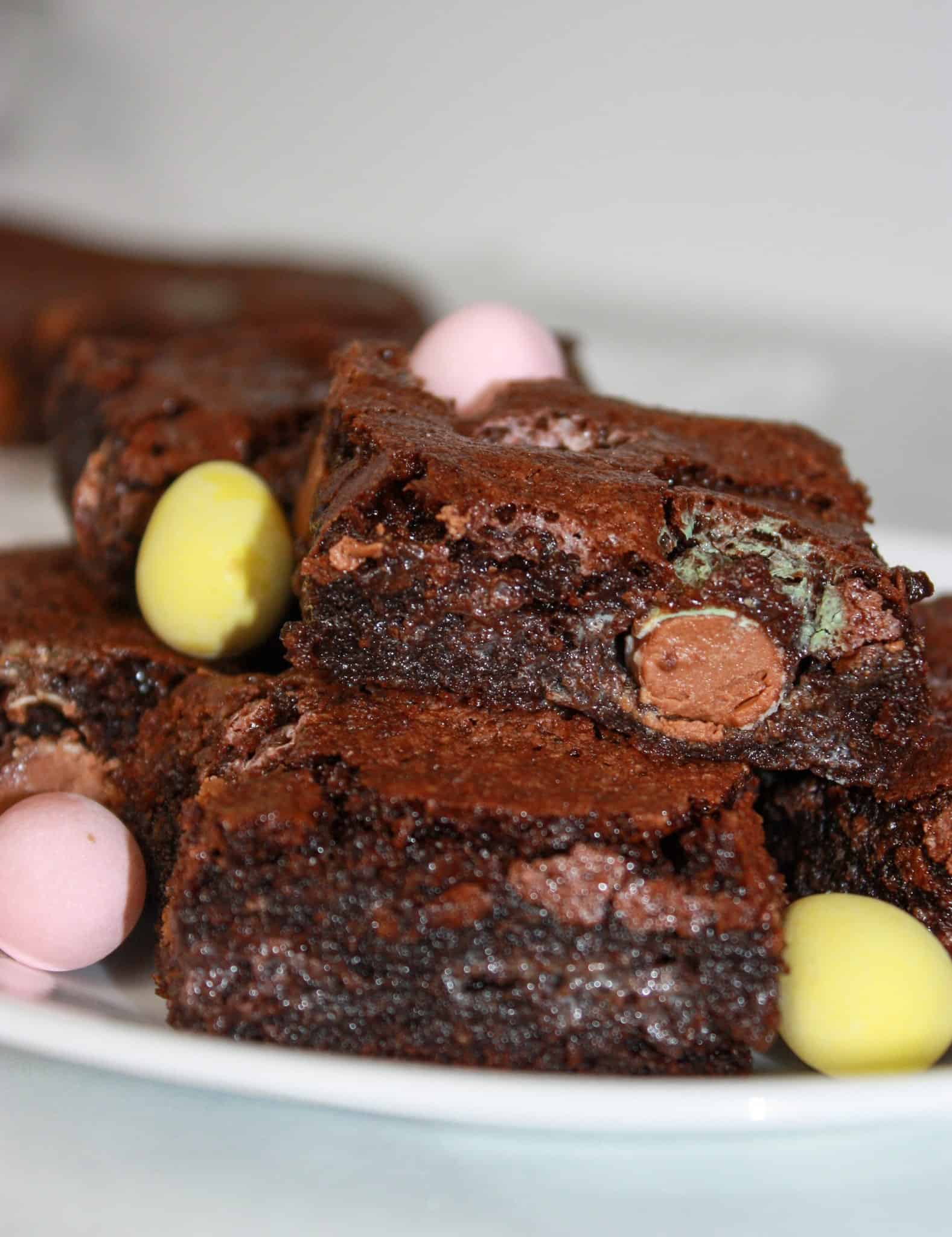 Whether you add Mini Egg Brownies with Almond Flour to your Easter dessert tray, or bake them a few weeks later to use up Easter candy, you will enjoy their gooey, chocolate decadence.