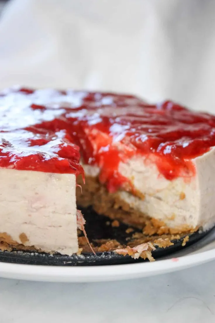 Instant Pot Strawberry Rhubarb Cheesecake is a delightful, decadent dessert using seasonal ingredients.