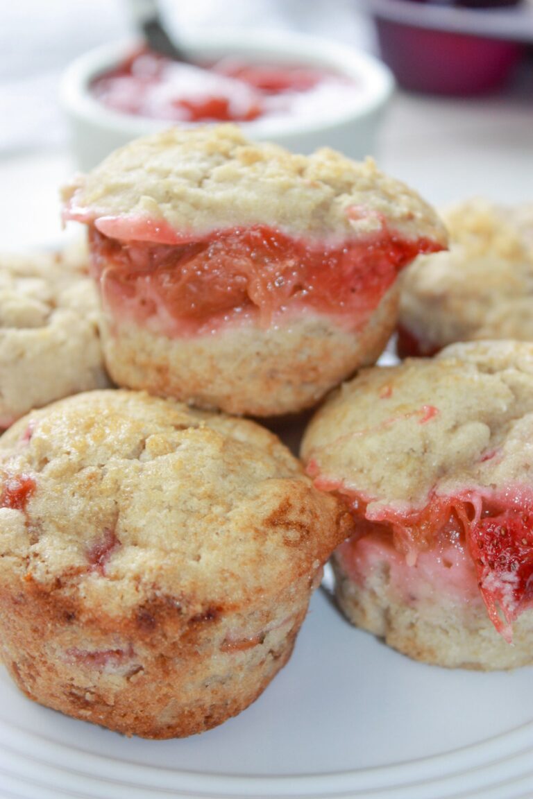 This simple muffin recipe offers another option to use some seasonal ingredients in a delicious way.  Strawberry Rhubarb Muffins are a perfect moist, flavourful snack or breakfast choice.