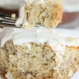 Gluten Free Banana Cake is a great dessert recipe to use up those over ripe bananas sitting on your counter.