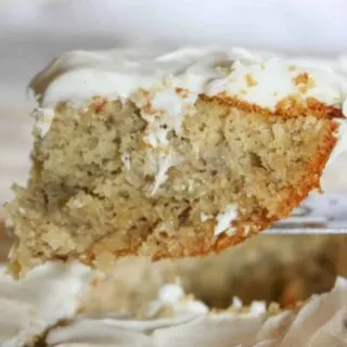 Gluten Free Banana Cake is a great dessert recipe to use up those over ripe bananas sitting on your counter.