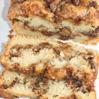 One thing I have missed since going gluten free is apple fritter donuts.  This recipe is not for donuts but this loaf really satisfied my apple fritter craving!