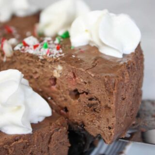 Instant Pot Chocolate Peppermint Cheesecake is a rich and flavourful pressure cooker recipe.  This gluten free and dairy free dessert is definitely a decadent treat for those who need to avoid those ingredients.