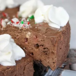 Instant Pot Chocolate Peppermint Cheesecake is a rich and flavourful pressure cooker recipe.  This gluten free and dairy free dessert is definitely a decadent treat for those who need to avoid those ingredients.