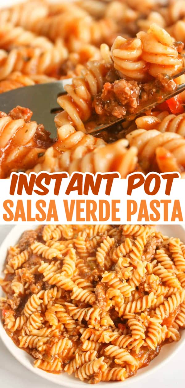 Instant Pot Salsa Verde Pasta is a simple pressure cooker recipe that can be prepared in under 30 minutes. This gluten free recipe gets a bit of a kick from the Salsa Verde.