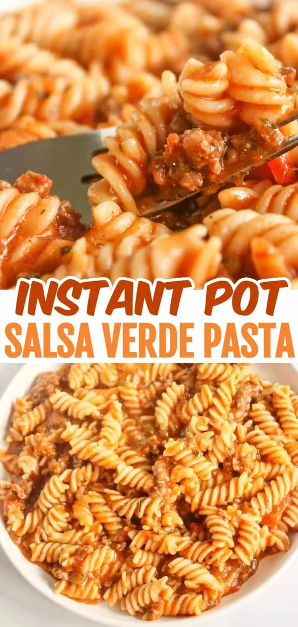 Instant Pot Salsa Verde Pasta is a simple pressure cooker recipe that can be prepared in under 30 minutes. This gluten free recipe gets a bit of a kick from the Salsa Verde.