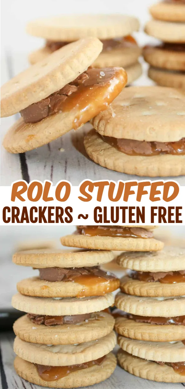 Gluten Free Rolo Stuffed Crackers are a quick and easy dessert recipe that uses Schar Entertainment Crackers. These are the closest gluten free crackers to Ritz.
