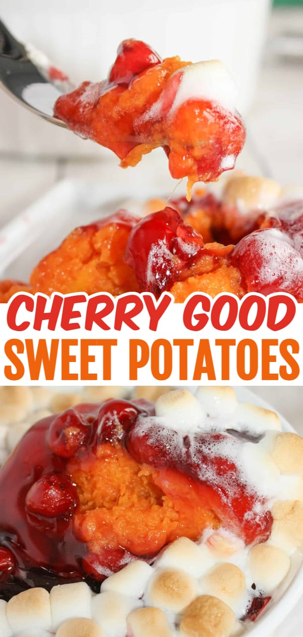 Cherry Good Sweet Potatoes is the perfect side dish for any festive occasion.  This gluten free casserole is loaded with sweet potatoes, cherries and mini marshmallows.