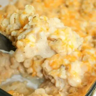 Hash Brown Casserole is an easy side dish that uses very few ingredients.  This dairy reduced recipe uses almond milk and gluten free flour as a thickener to create a gluten free version of the traditional 3 Ingredient Hash Brown Casserole.