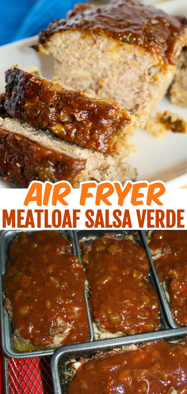 Air Fryer Meatloaf Salsa Verde is the perfect dinner recipe any night of the week.  This gluten free meatloaf option is loaded with flavour and topped with a delicious sauce