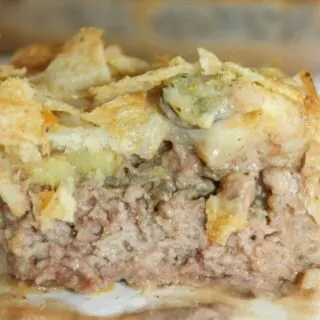 Hobo Casserole is a layered dinner recipe that is loaded with potatoes,beef and potato chips.  The gluten free sauce not only adds moisture but flavour as well.